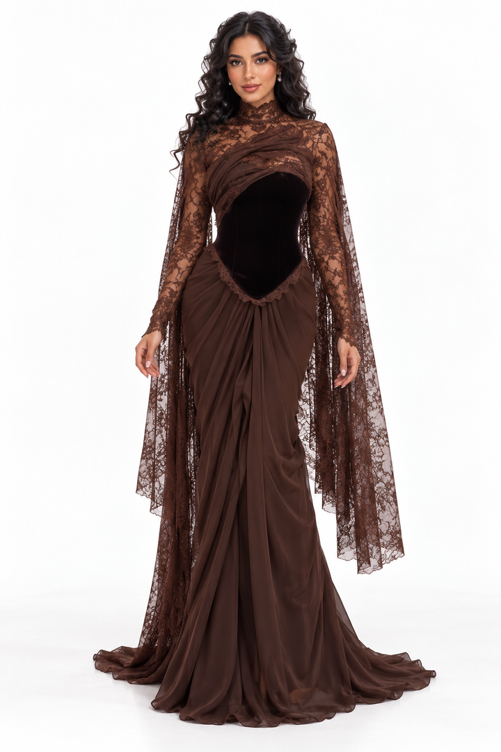 Draped Lace Cape Evening - Noctelle