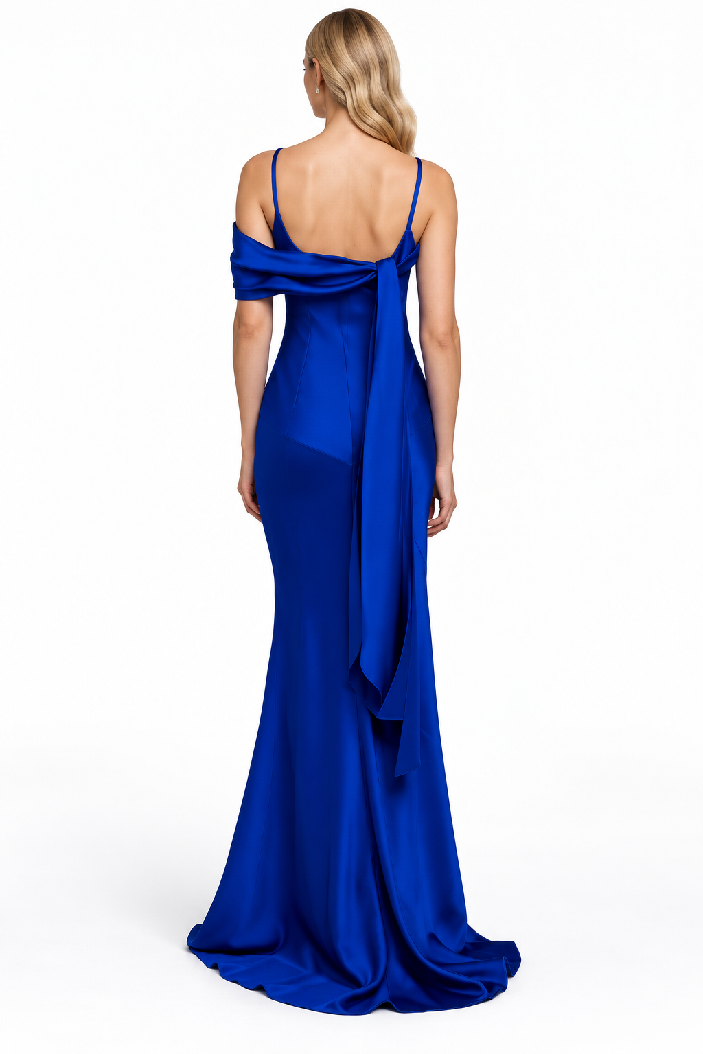 Cobalt Draped Satin Gown -Azuréva