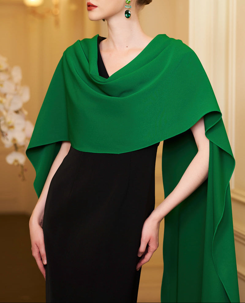 two-tone column gown with draped cape overlay – NOIRR