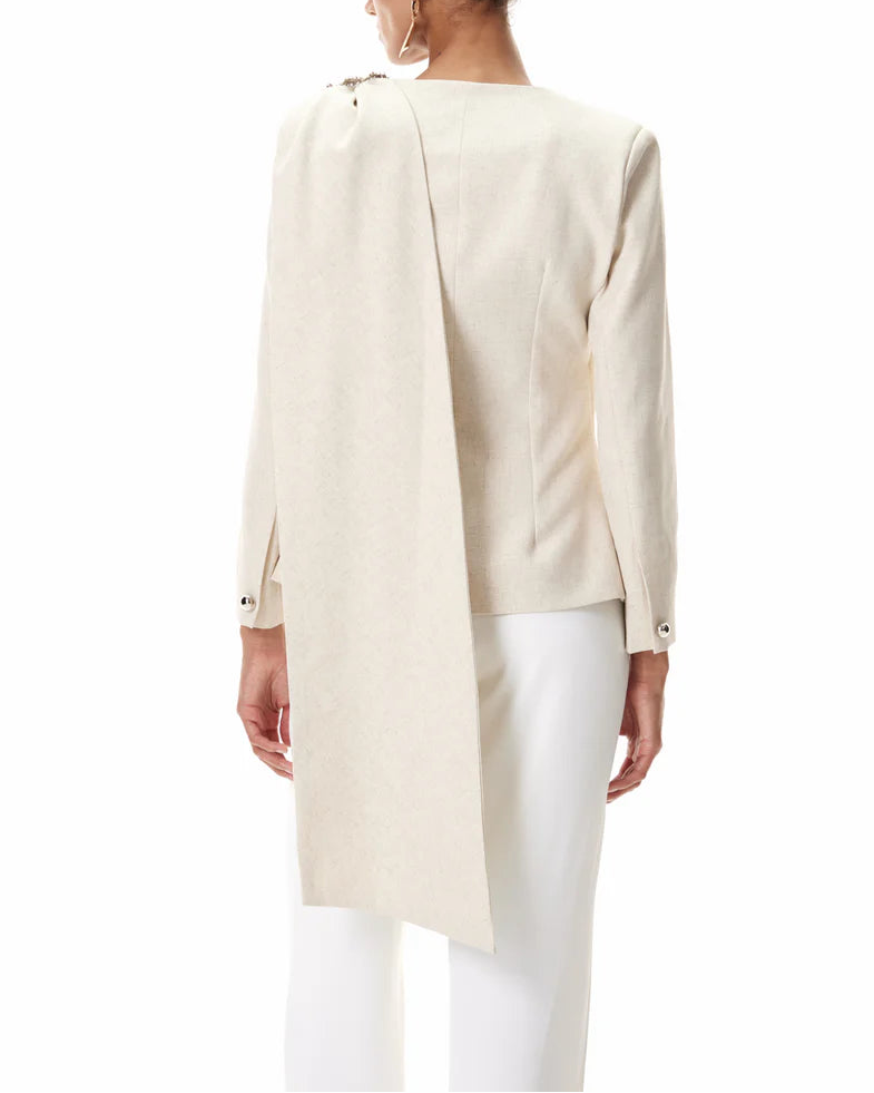 بليزر غير متماثل بتصميم منسدل مع لمسات مرصعة بالجواهر - سيرين