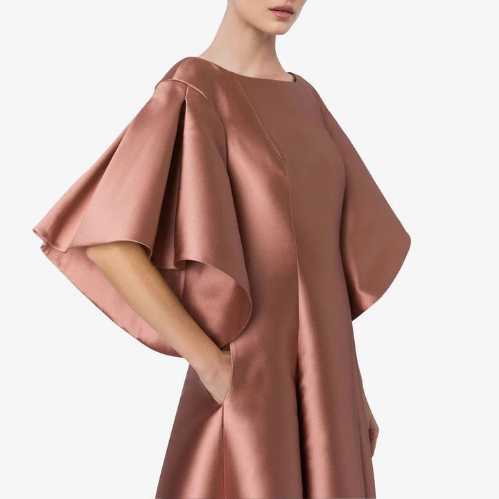 flutter-sleeve satin A-line gown – AURORA