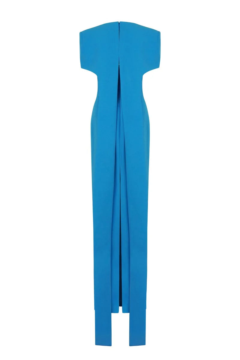 column gown with sculpted cape neckline – AZUREA