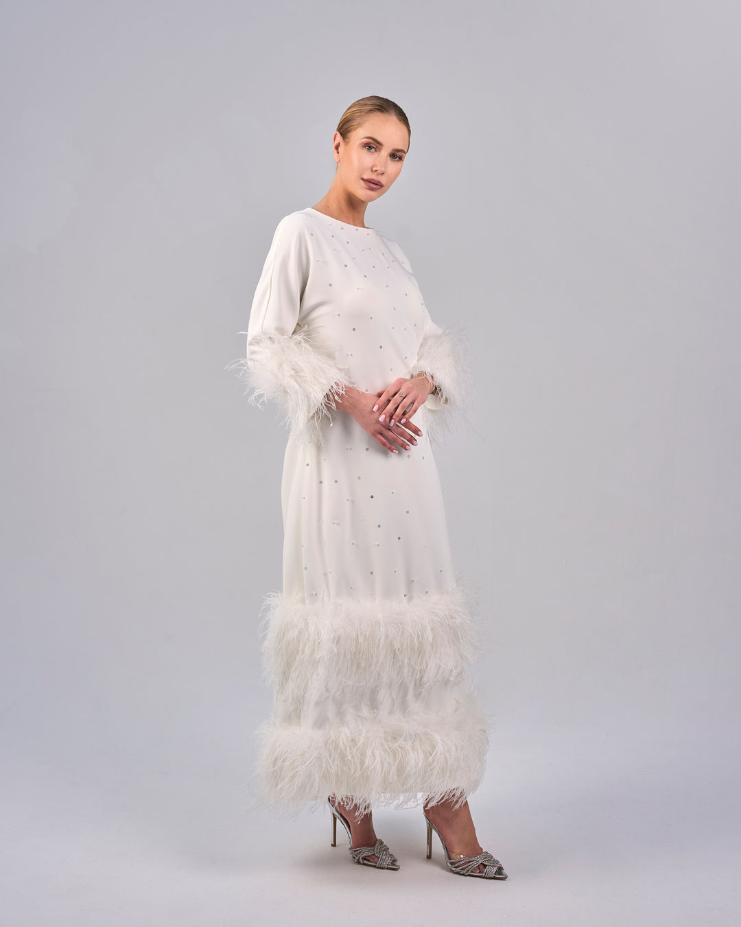 Ostrich feathered loose dress