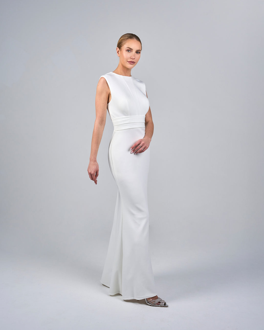 White column dress with cape