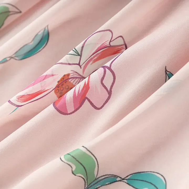 floral shirt maxi dress with contrast waist tie – BLOSSIA