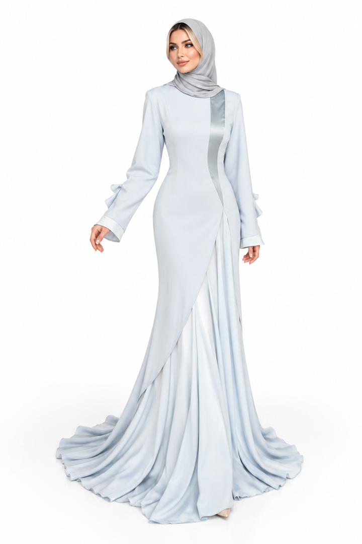 Draped Panel Gown - Silver
