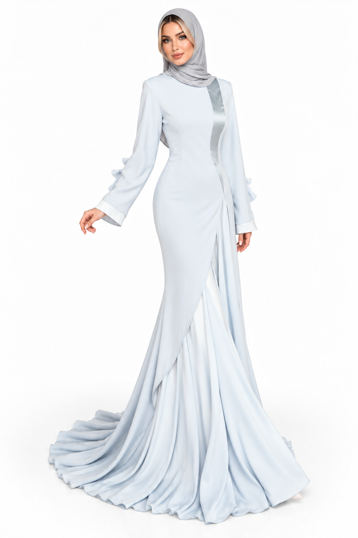 Draped Panel Gown - Silver