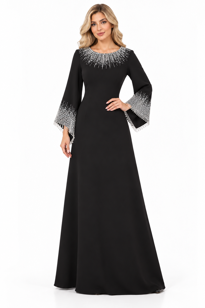 Crystal Neck Flared Sleeve - Opulence