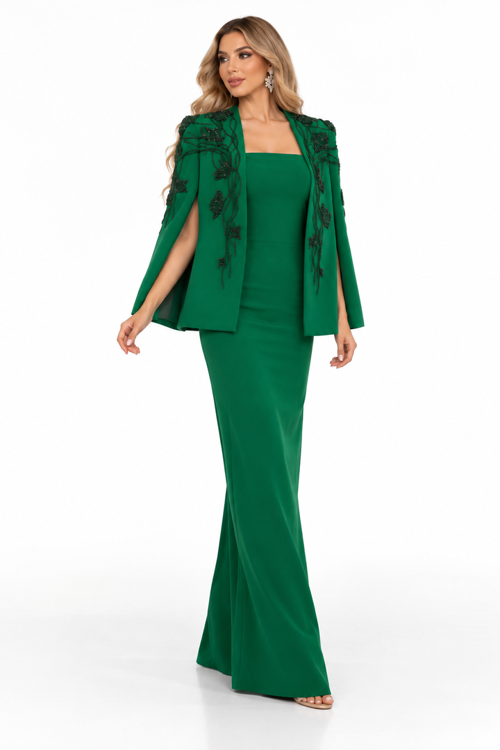 Embroidered Cape Jacket Evening - Verdelle