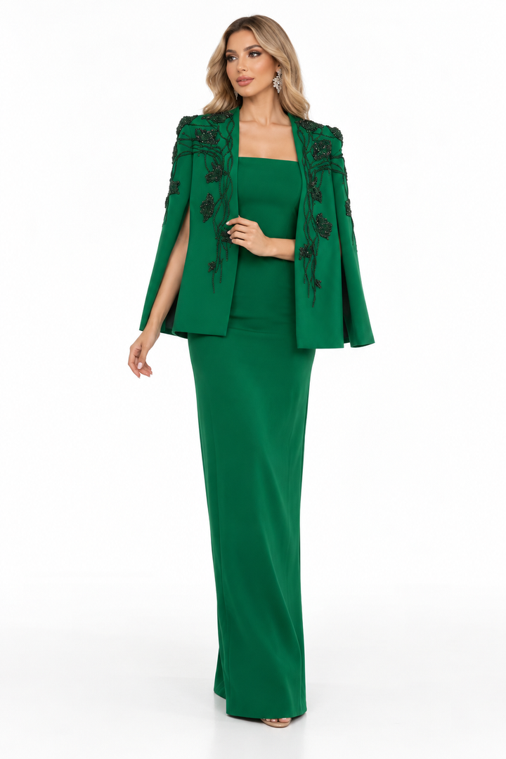 Embroidered Cape Jacket Evening - Verdelle