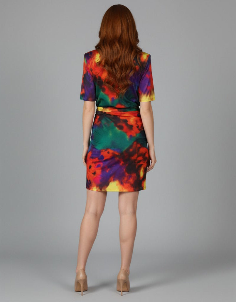 op maat gemaakte flare-pak met satijnen pofmouwen – VALENCIA 