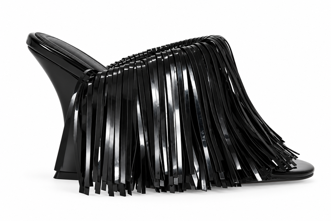 Fringe Sculpted Heel Mule Sandals - Ravella
