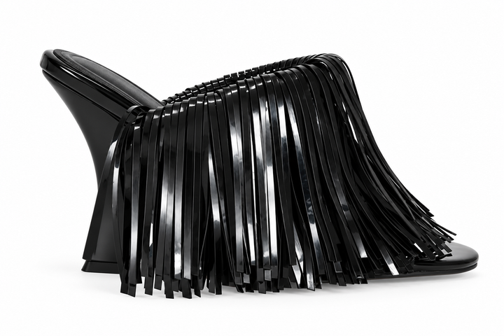 Fringe Sculpted Heel Mule Sandals - Ravella