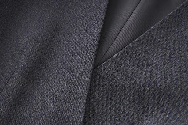 Wrap-front tailored blazer and wide-leg trousers set – GRAPHITE