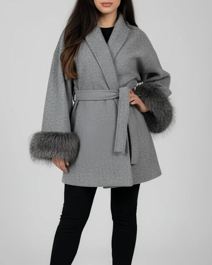 جاكيت بحزام مع أساور من الفرو الصناعي - أرلِيت