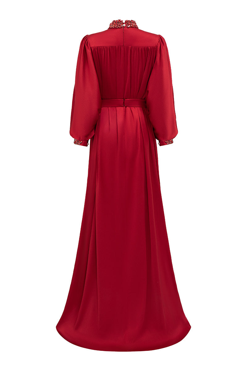 high-neck gown with bouffant sleeves – MARCELLA