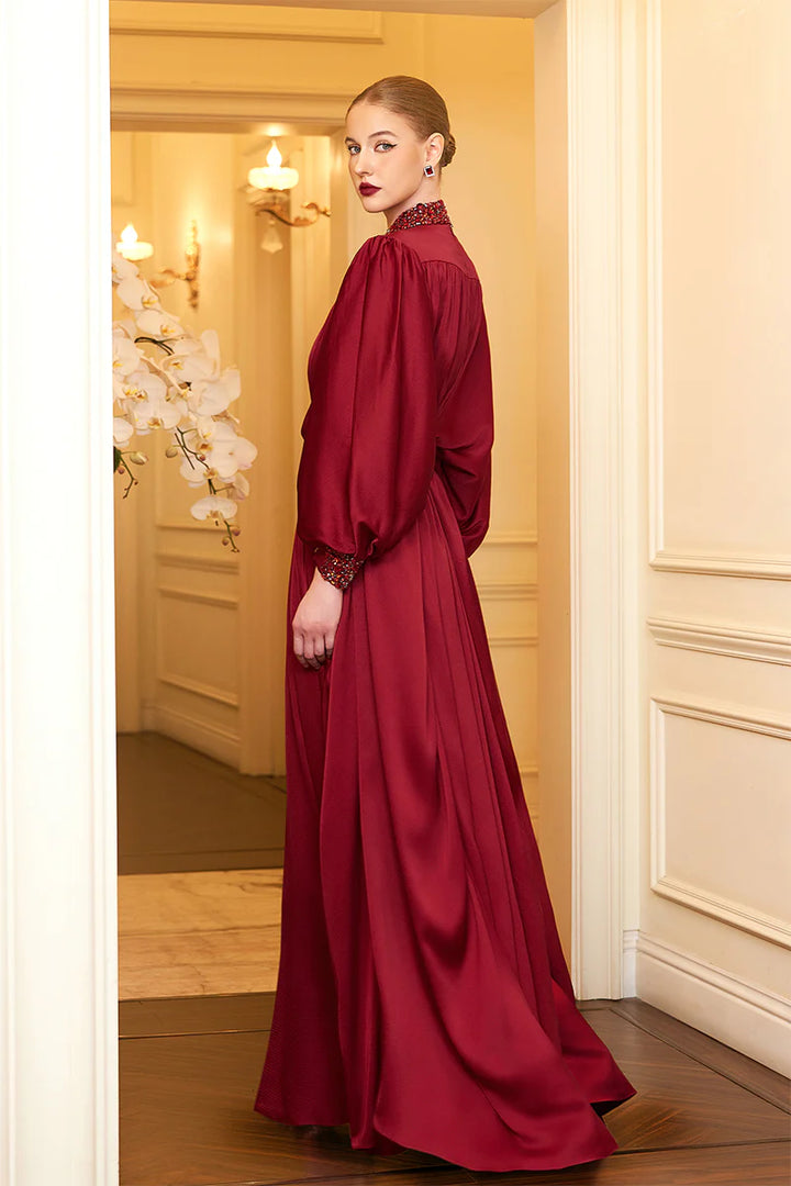 high-neck gown with bouffant sleeves – MARCELLA