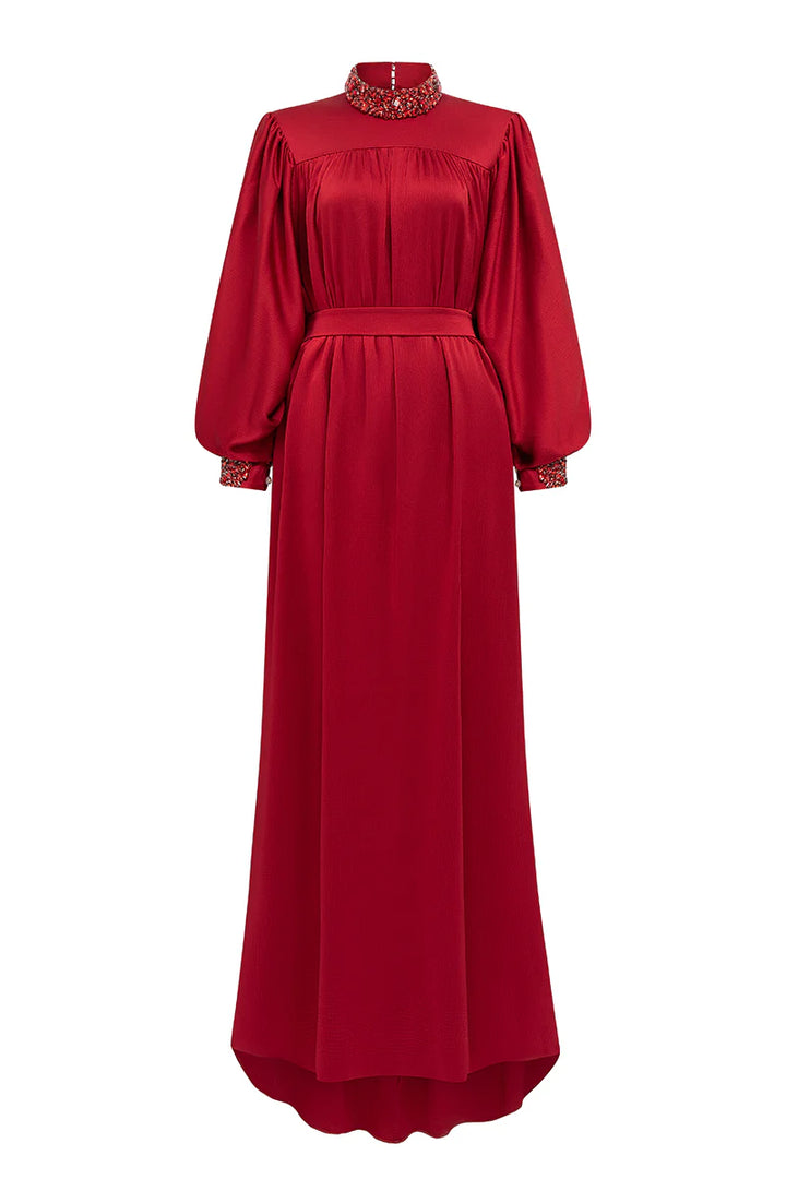 high-neck gown with bouffant sleeves – MARCELLA