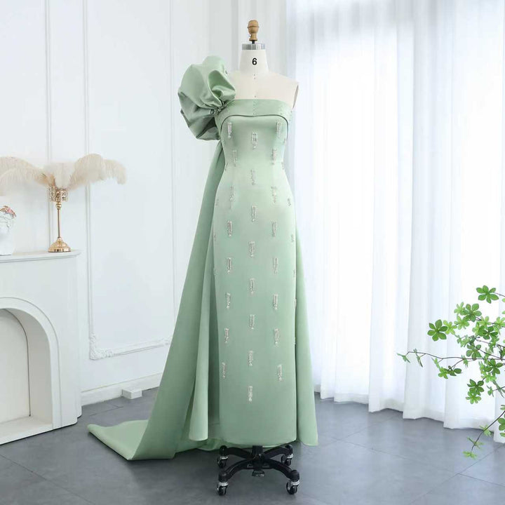 فستان ساتان بكتف واحد مع فيونكة كبيرة الحجم – حكيم