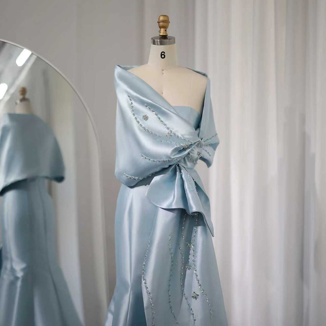 strapless satin mermaid gown with embellished draped bow – SELENE