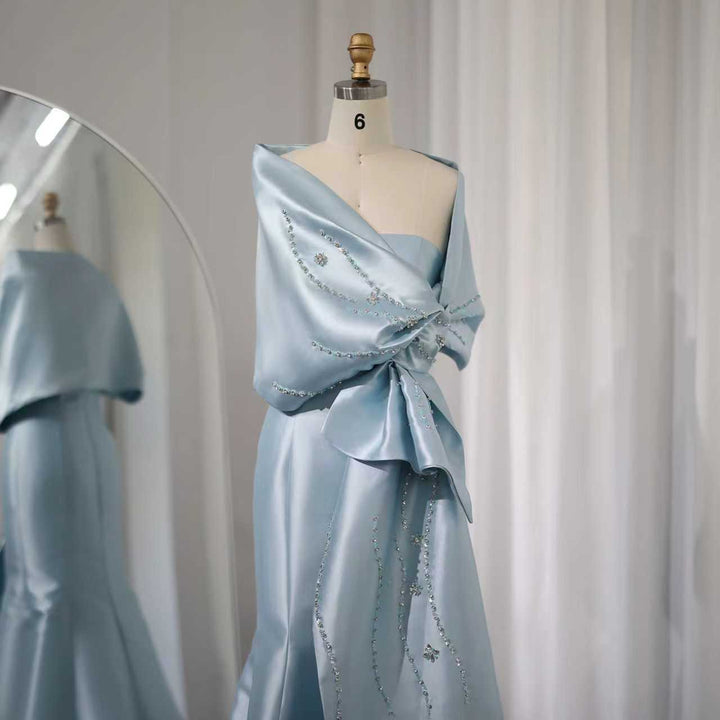 strapless satin mermaid gown with embellished draped bow – SELENE