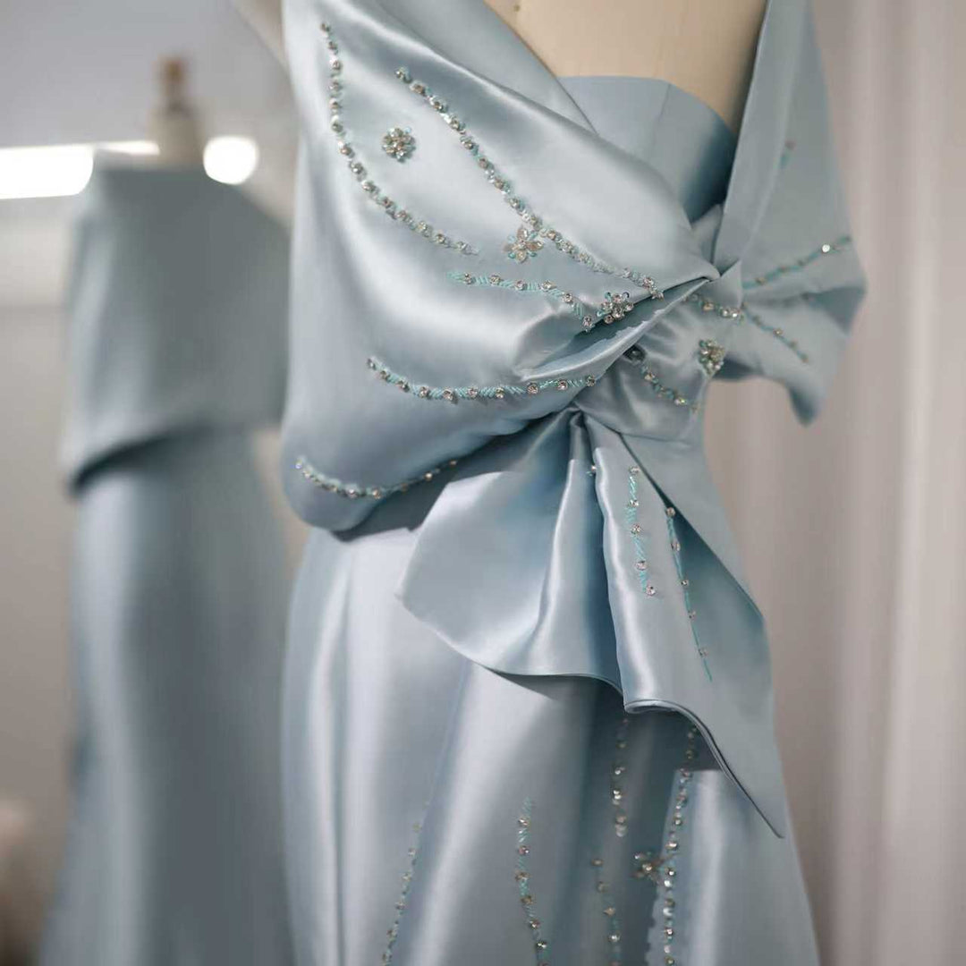 strapless satin mermaid gown with embellished draped bow – SELENE