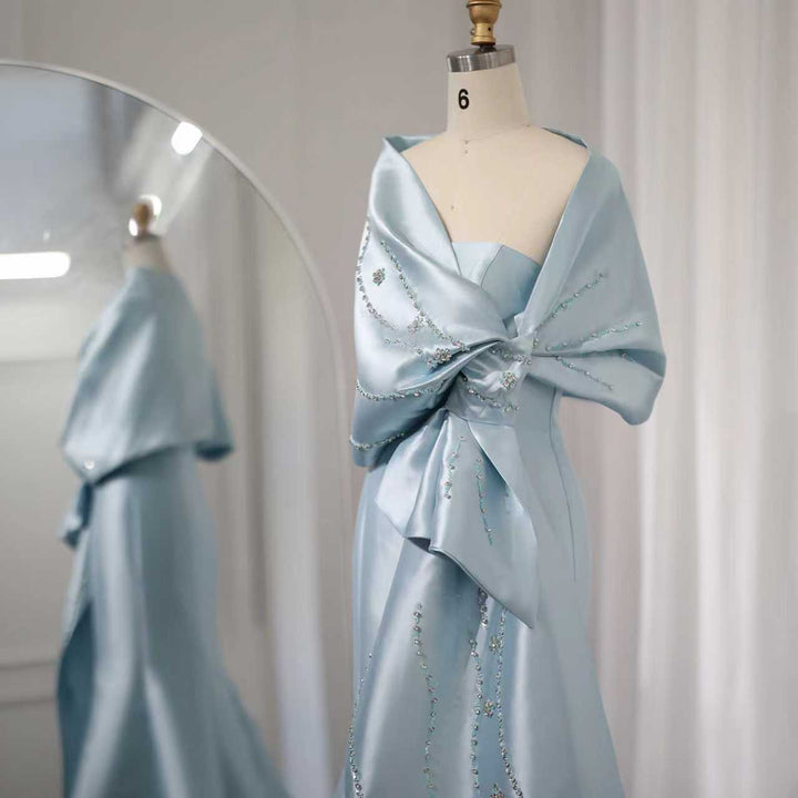 strapless satin mermaid gown with embellished draped bow – SELENE