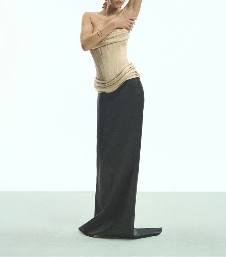 strapless corset gown with draped waist – CAMILLE