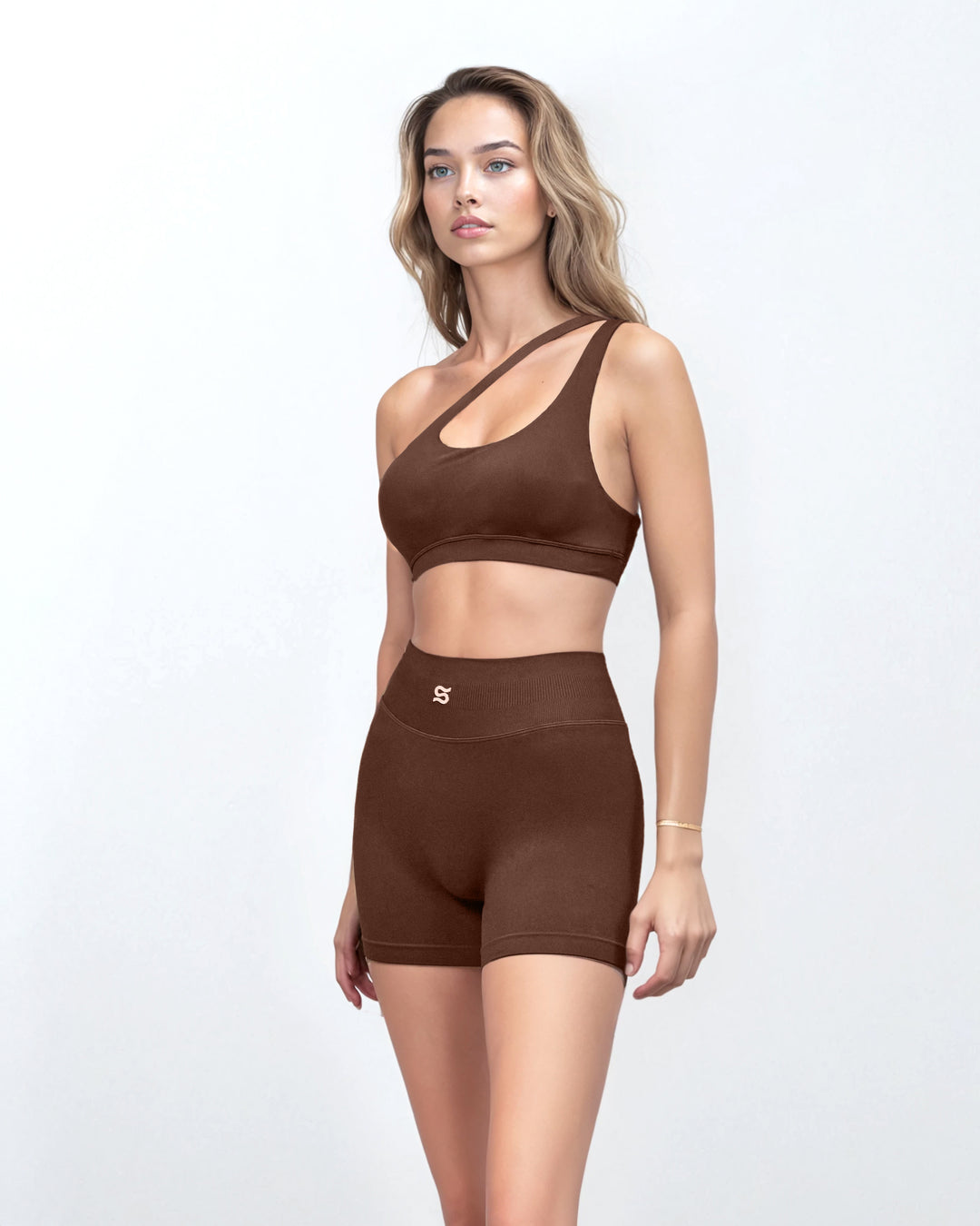 asymmetric cut-out crop top & biker shorts set – COLEN