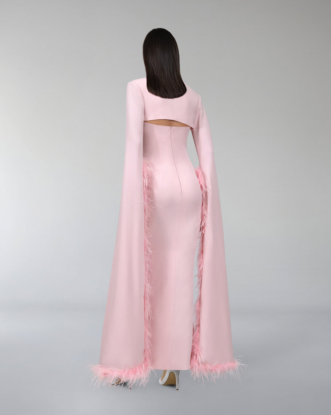 Strapless column dress with capelet and long floor sleeves  - LURES