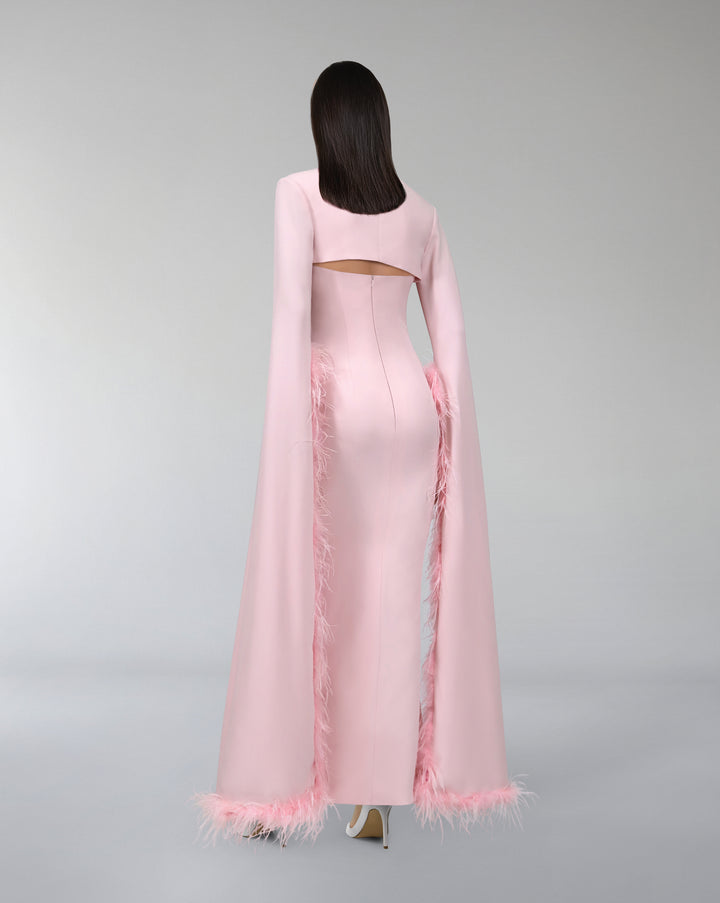 Strapless column dress with capelet and long floor sleeves  - LURES