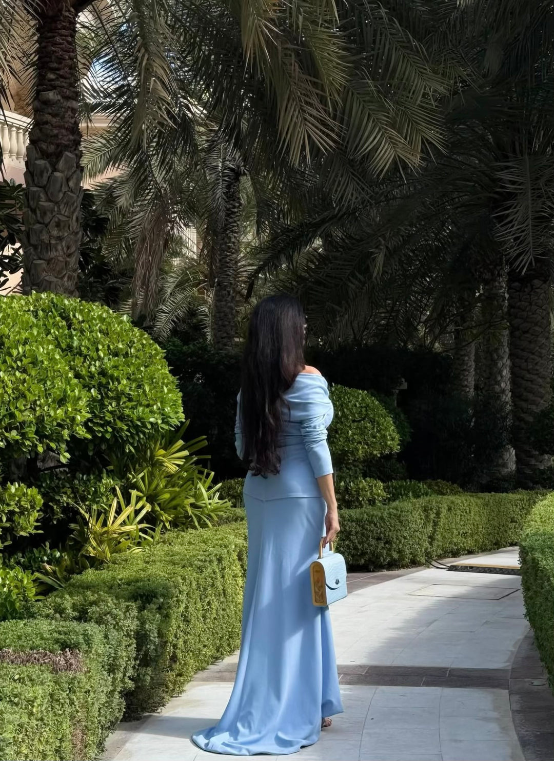 off-shoulder draped gown with peplum waist – SERENL-1