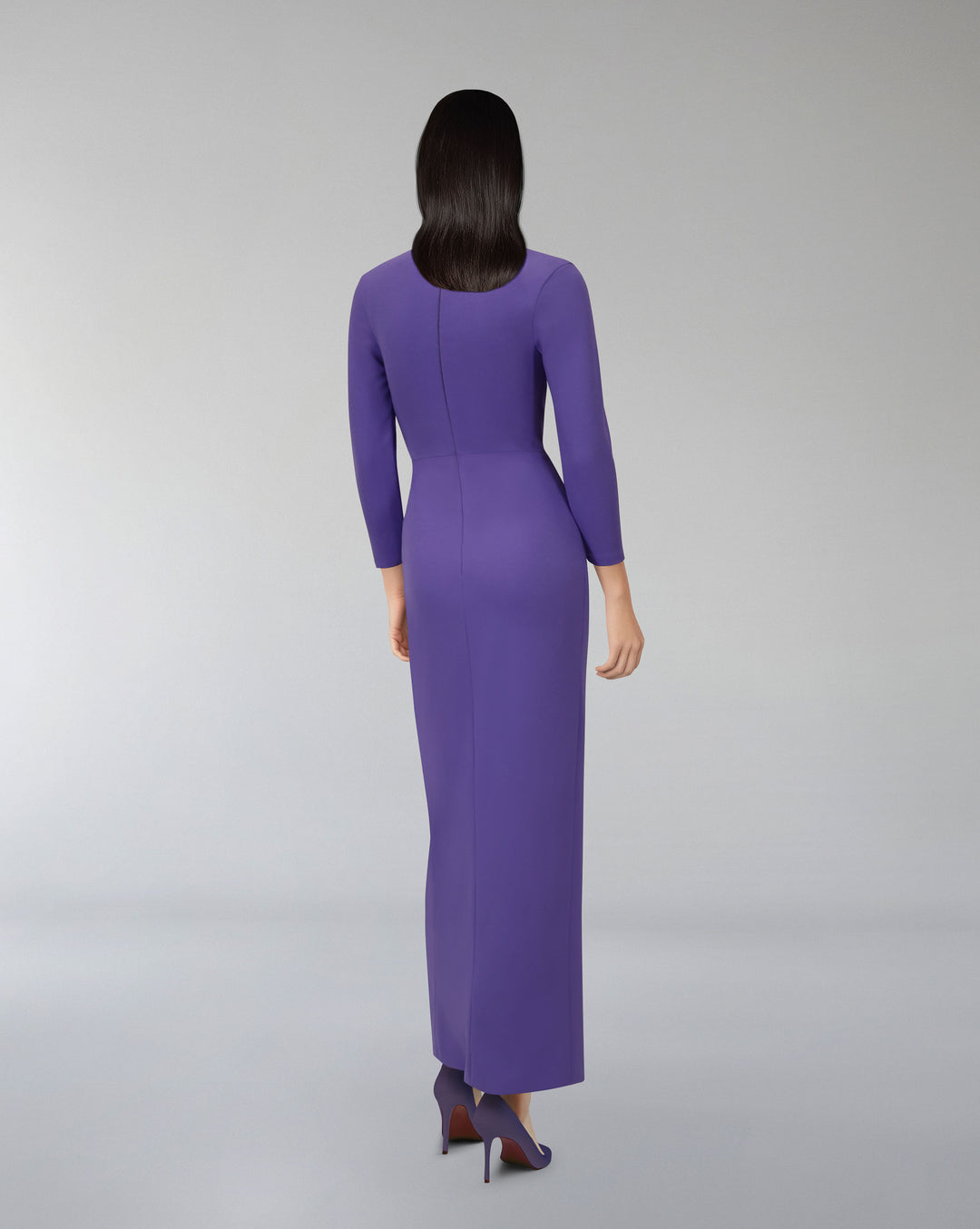 Asymmetrically draped dress with front slit - KEVEY