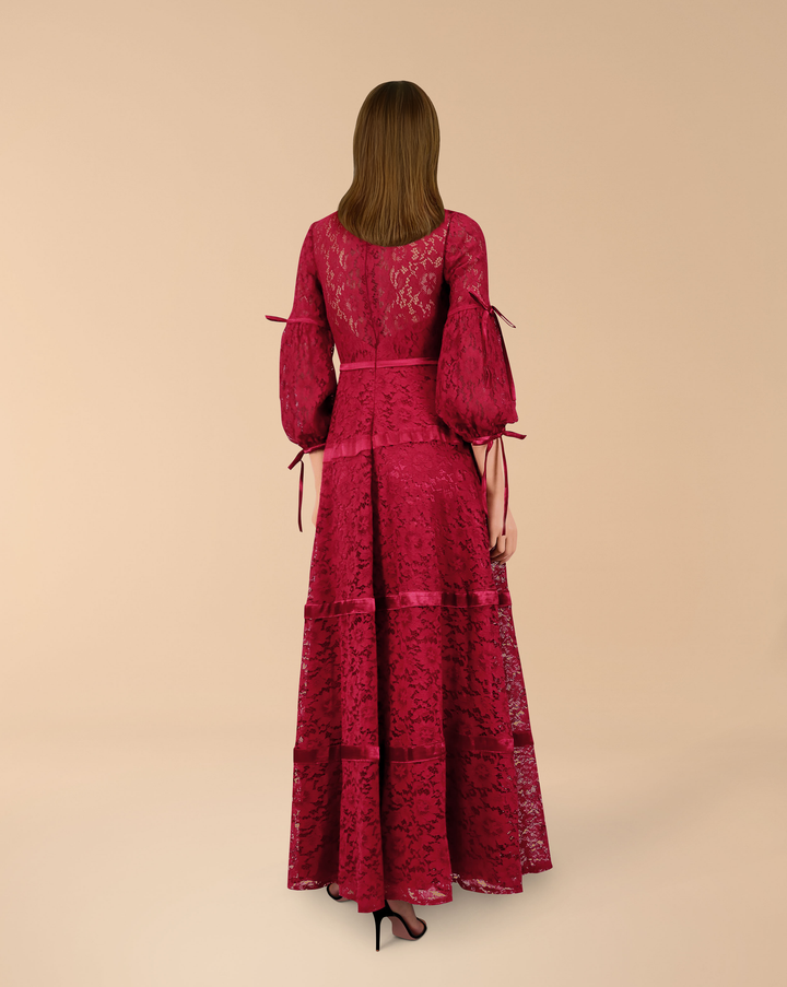 ODD- Lace dress with satin strips - THURAYYA