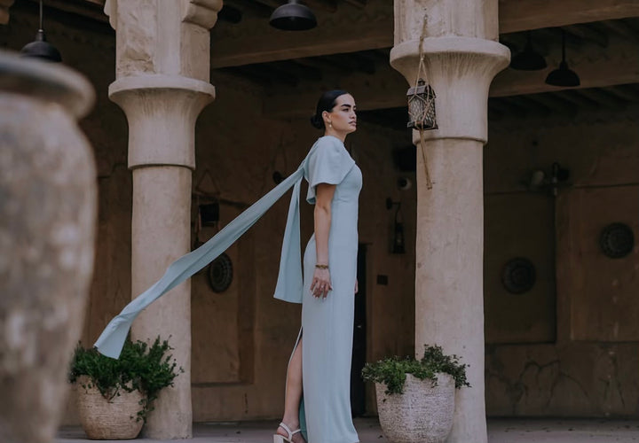 Cape Sleeve Fitted Maxi Dress – ODD- MINT