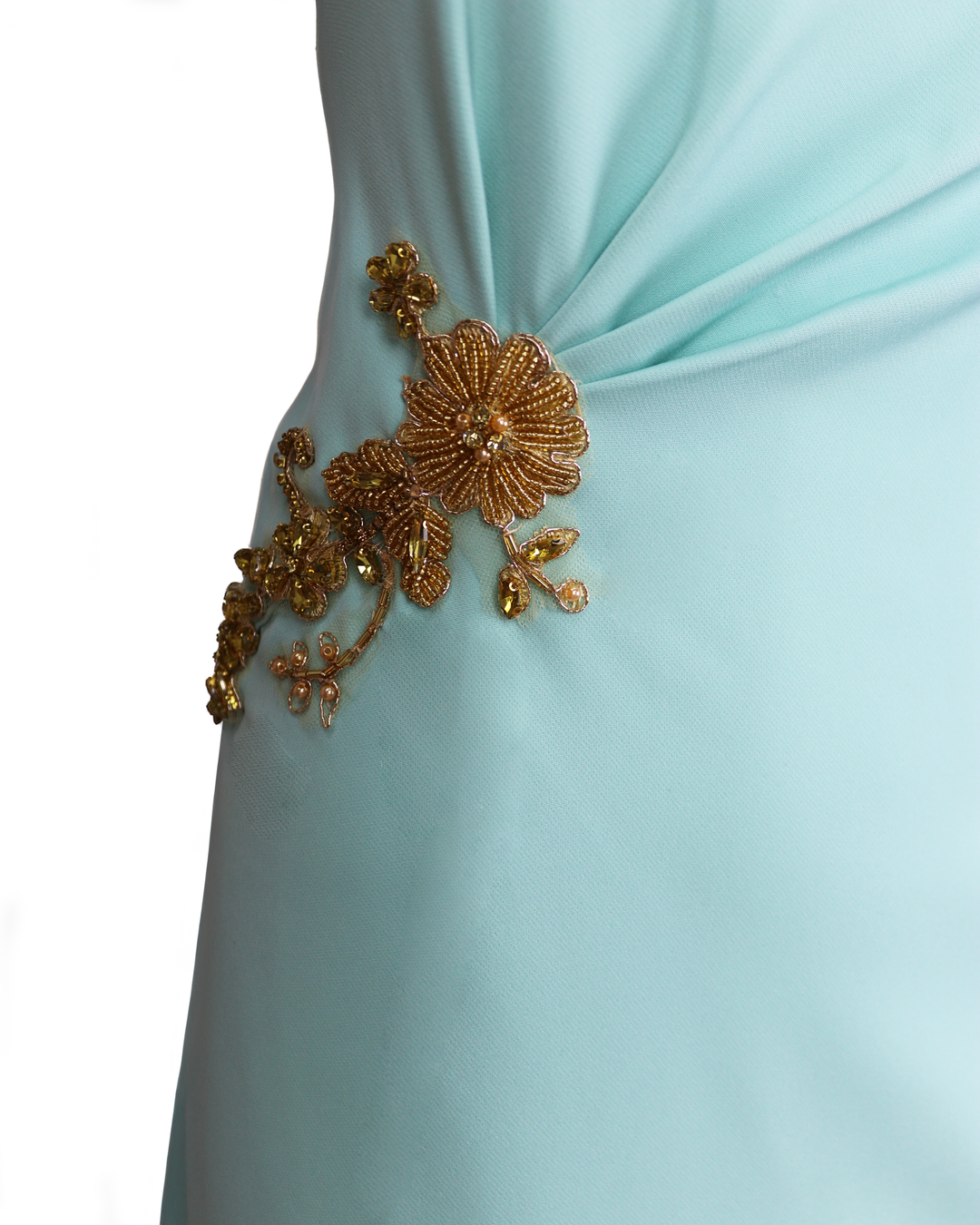 Off shoulder blue dress with cape sleeve -ODD-Jelonas