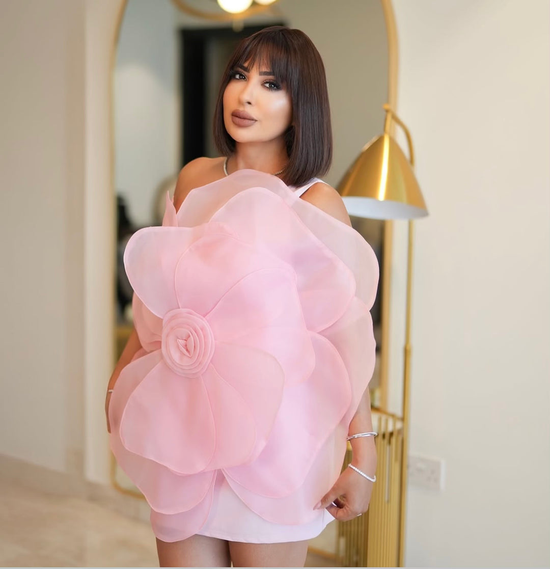 robe midi à manches longues avec encolure sculptée – FUSCHIA 