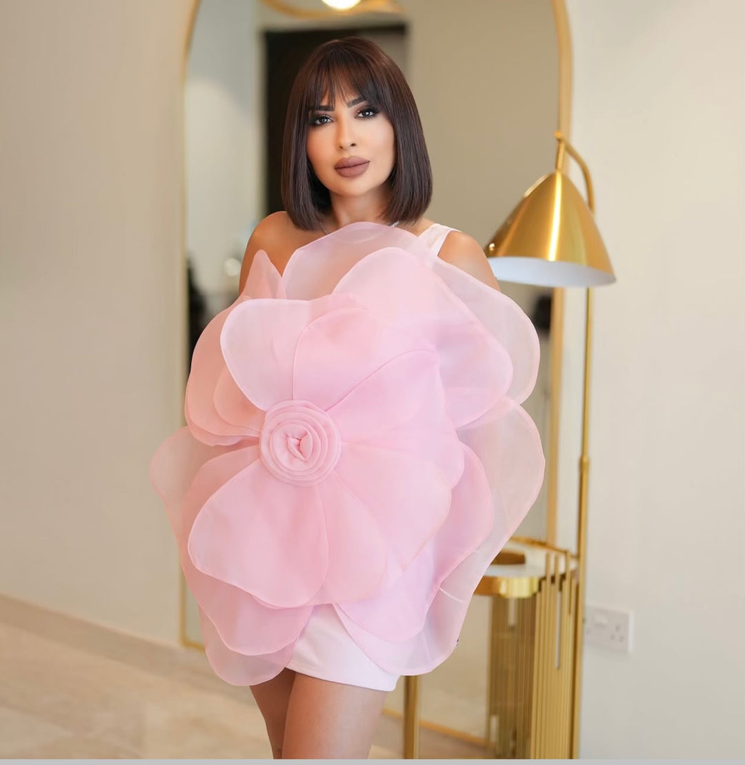 robe midi à manches longues avec encolure sculptée – FUSCHIA 