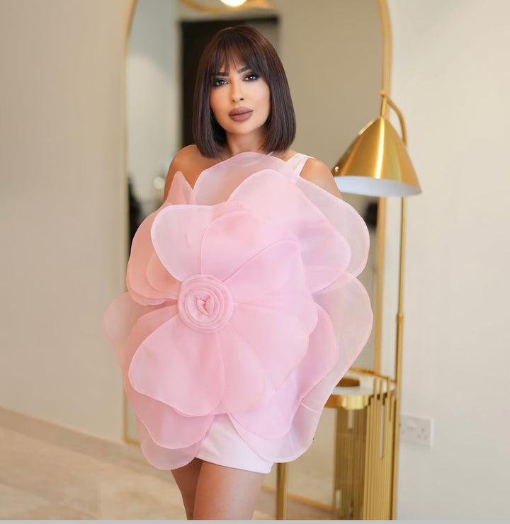 robe midi à manches longues avec encolure sculptée – FUSCHIA 