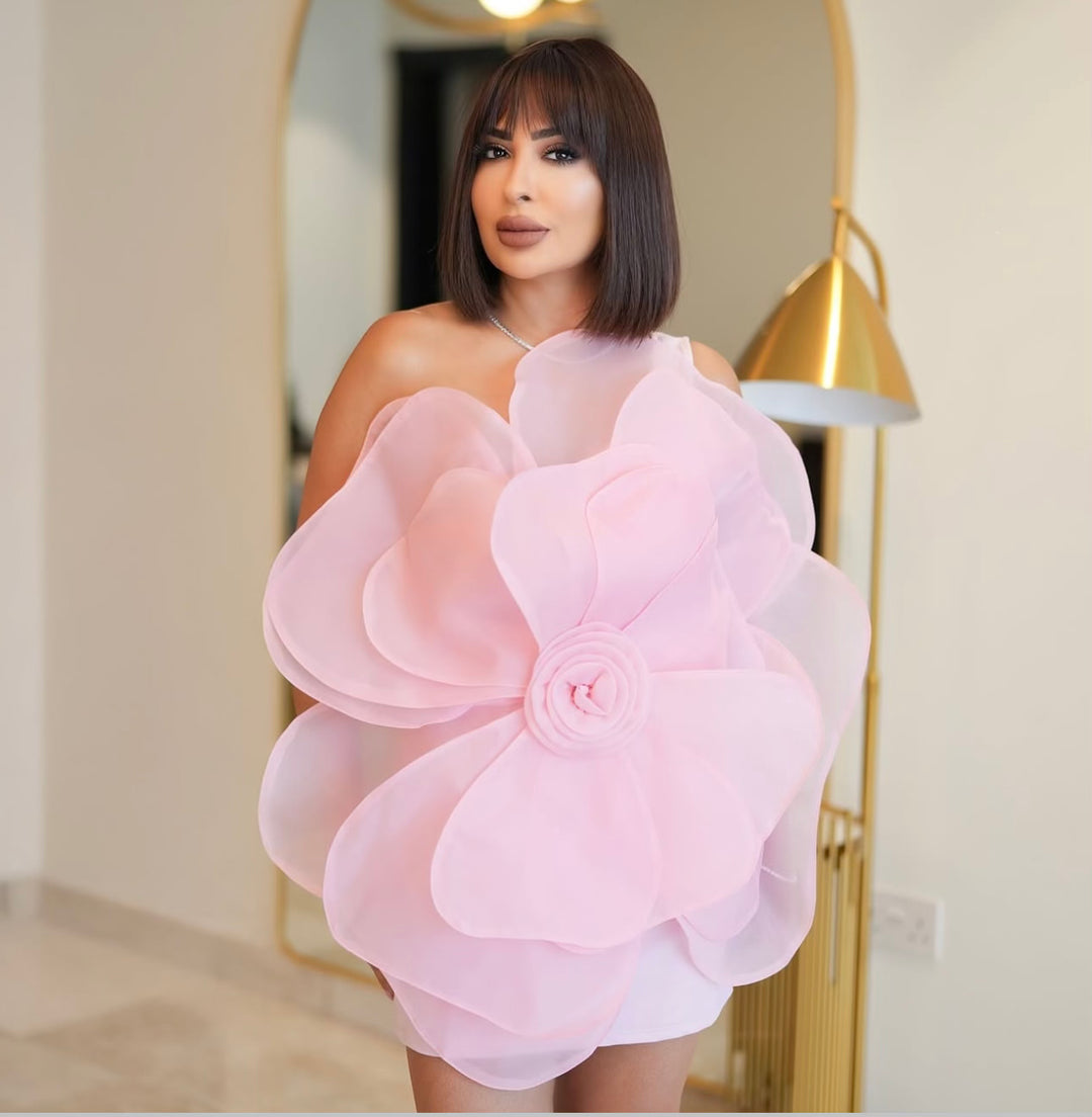 robe midi à manches longues avec encolure sculptée – FUSCHIA 