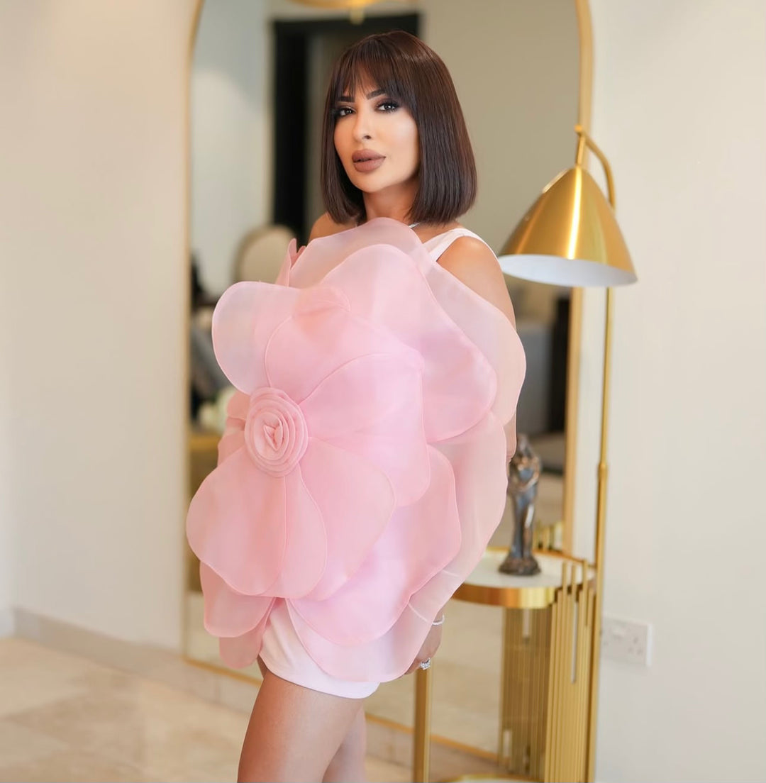 robe midi à manches longues avec encolure sculptée – FUSCHIA 
