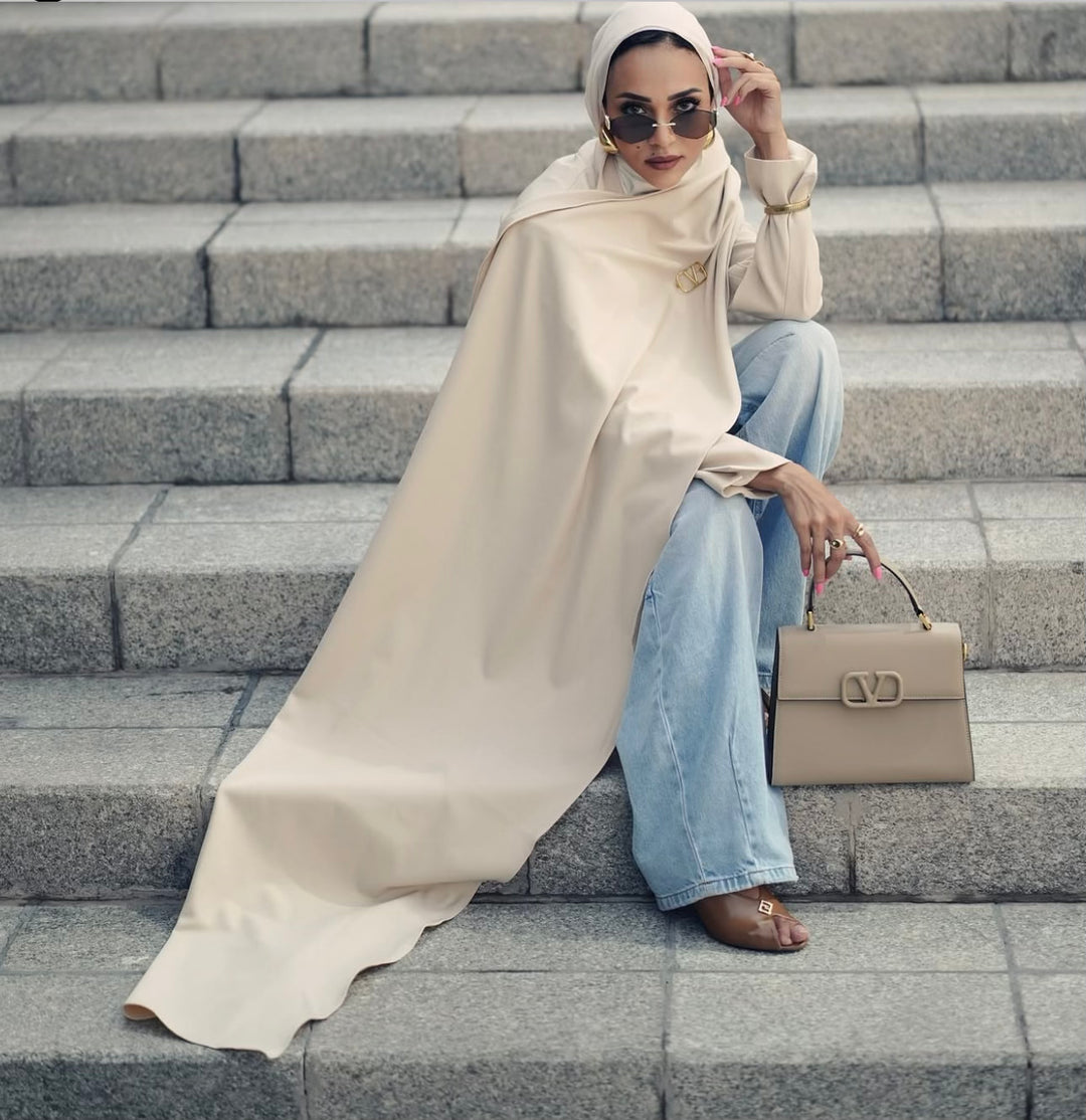tailored blazer with draped maxi cape - Shevte
