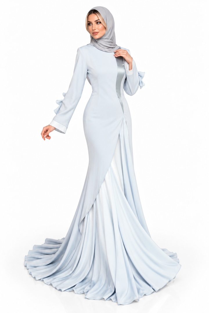 Draped Panel Gown - Silver