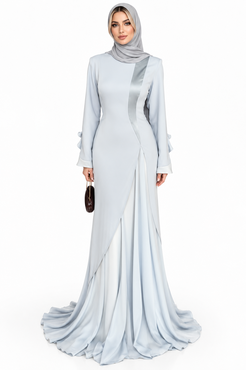 Draped Panel Gown - Silver