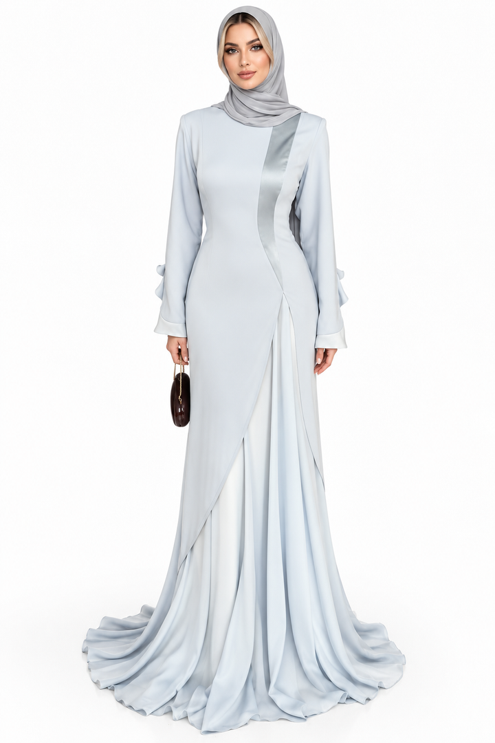 Draped Panel Gown - Silver