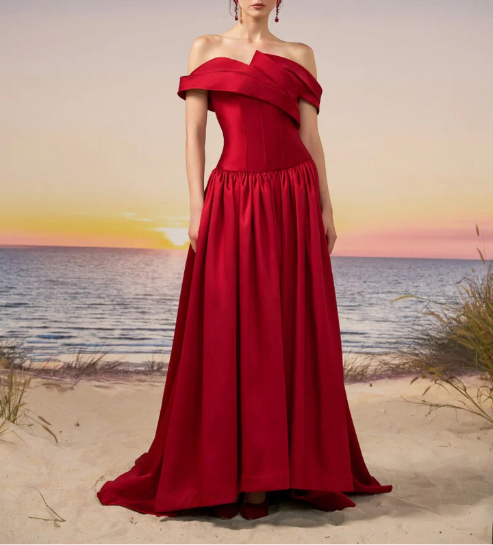 off-shoulder corset gown with gathered skirt – VERONA