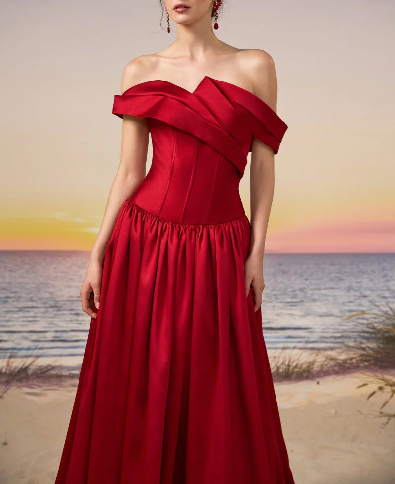 off-shoulder corset gown with gathered skirt – VERONA –