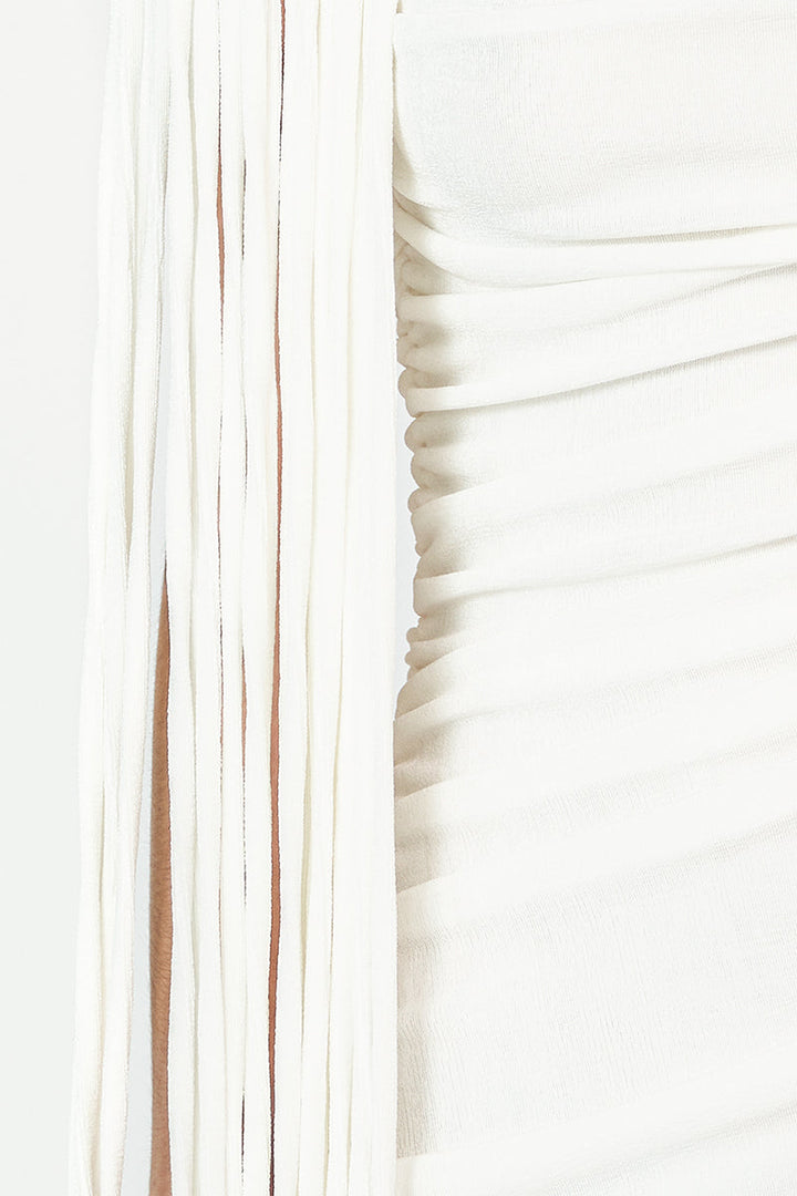 ruched asymmetric gown with draped detailing – KALICIA