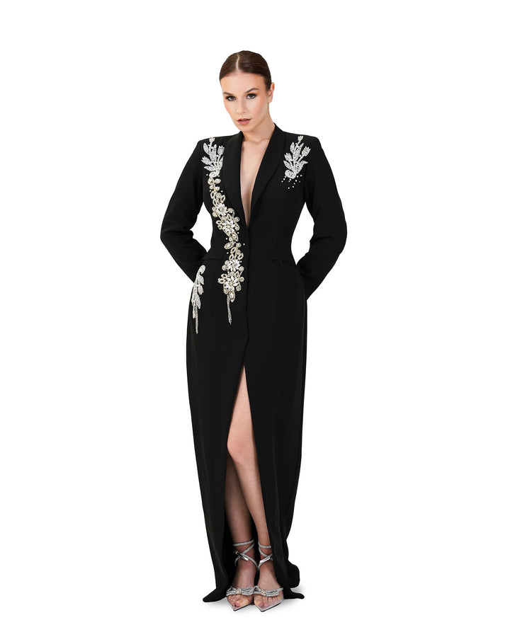 Beaded blazer black dress-Stockard