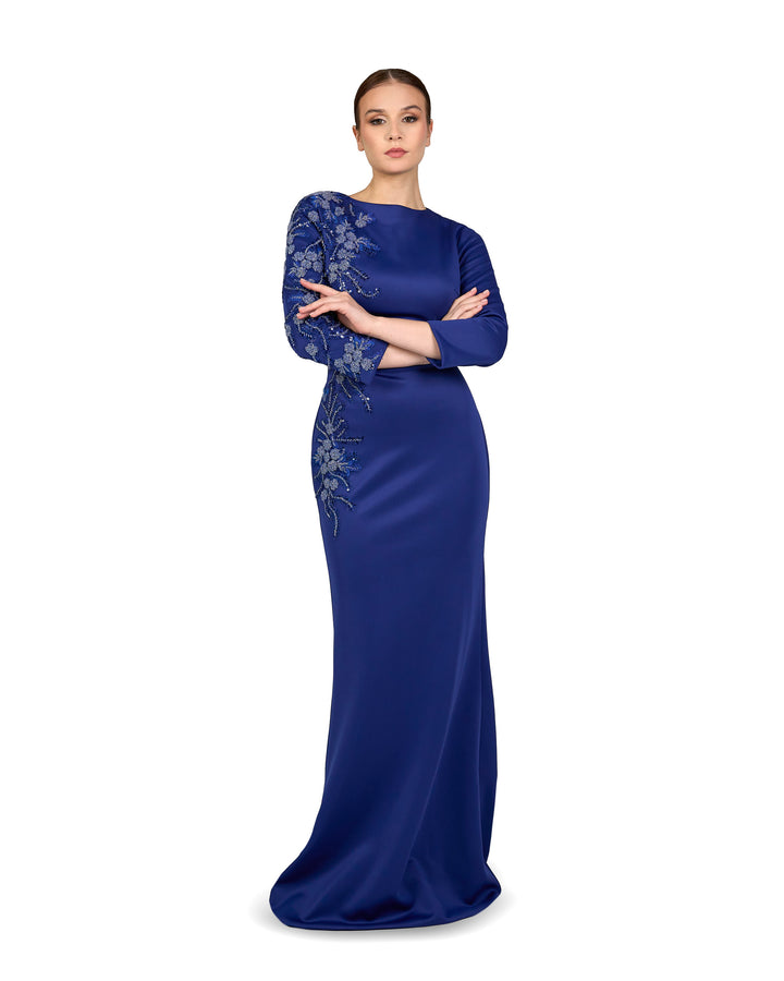 Long sleeve Floor-Length Dress with beaded side-Fadwa